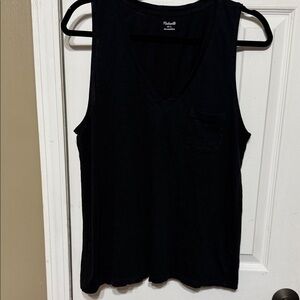 Madewell Black V-Neck 100% Cotton Tank Top Size Large